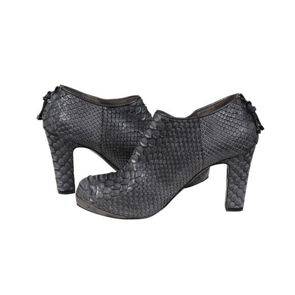Devi Kroell Womens Ankle Booties US 7 EU 37 Gray Python Snake Skin Boots - Picture 9 of 9